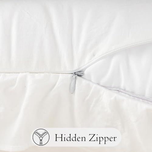 JoraLion Ruffled Lumbar Pillow Cover 14x36 Solid White - Image 6