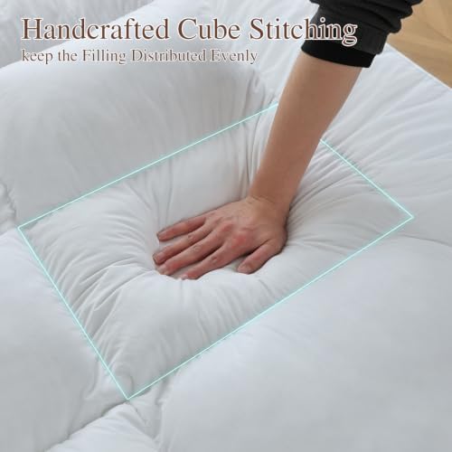 WhatsBedding 3 in Goose Feather Bed Mattress Topper, 100% Cotton Fabric - Image 7