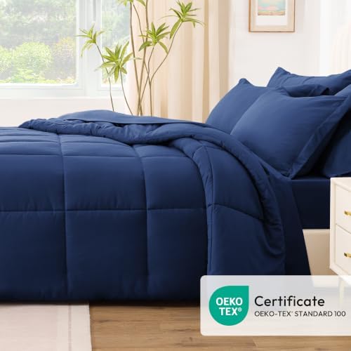 Love's cabin Plaid Twin Comforter Set, Dark Blue - Image 5