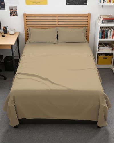 Full XL Sheets - 4 Piece Full XL Sheet Set - Breathable & Cooling - Beige by CGKUnlimited
