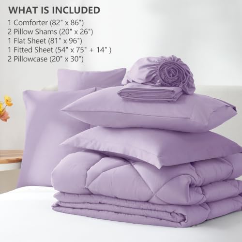 CozyLux Full Comforter Set 82"x86" Light Purple - Image 6