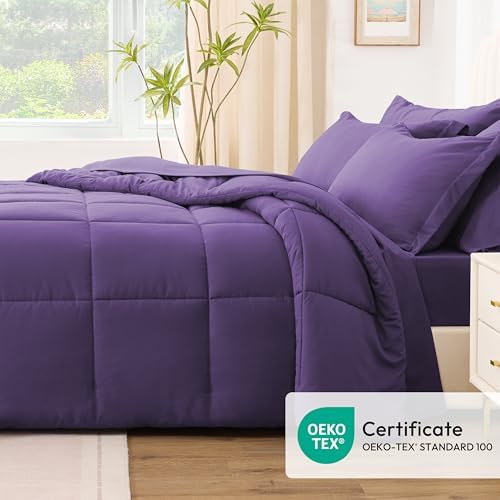 Love's cabin Full Comforter Set Dark Purple, 7 Pieces Full Bed in a Bag - Image 5