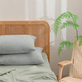 BESTOUCH Washed Cotton Pillowcases Linen Feel Northern Droplet Grey King by BESTOUCH