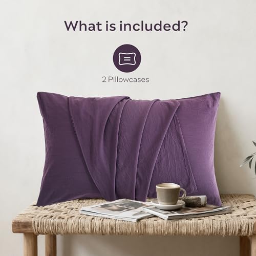 JELLYMONI 100% Washed Cotton Pillowcases, Envelope Closure 2-Pack - Image 7