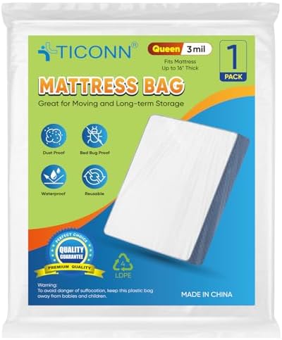 TICONN 1PK Plastic Mattress Bags by TICONN
