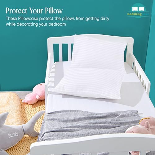 Toddler Travel Pillowcase 14x20 Set of 2 White Stripe 100% Egyptian Cotton - Image 6