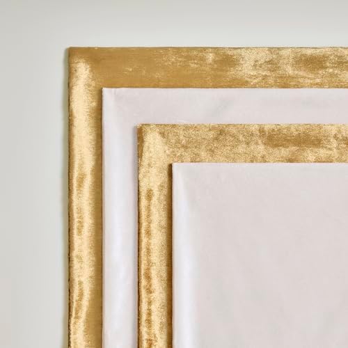 GIGIZAZA Pack of 4 Decorative Velvet Pillow Covers 16x16 Ivory Gold - Image 5