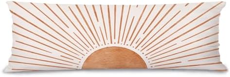 Boho Minimalist Orange Sun Sunshine 20x54 Body Pillow Cover Case, Abstract Mid by Unknown