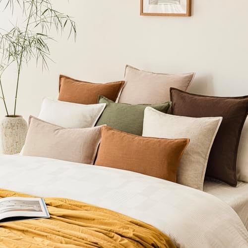 Foindtower Decorative Linen Lumbar Throw Pillow Covers 12x20 Reddish Brown - Image 7