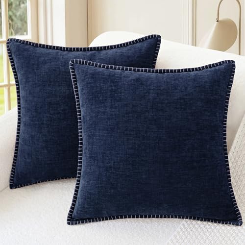 CaliTime Decorative Couch Throw Pillow Covers 16 X 16 Inches Navy Blue by CaliTime