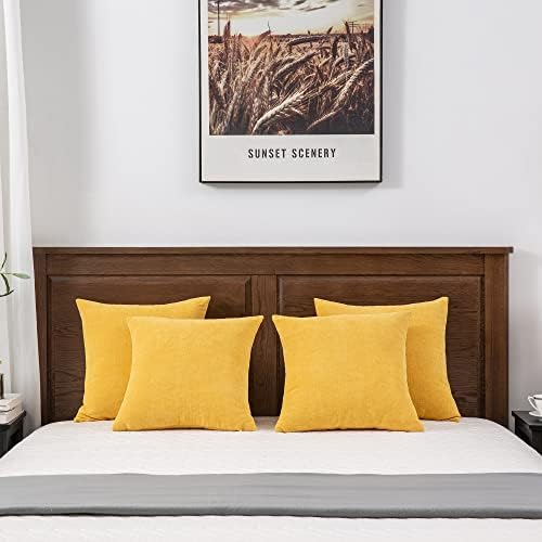 GAWAMAY Yellow Chenille Throw Pillow Covers 18x18 Set of 4 - Image 6
