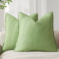 Foindtower Linen Solid Decorative Throw Pillow Covers 20x20 Inch Lime Green by Foindtower