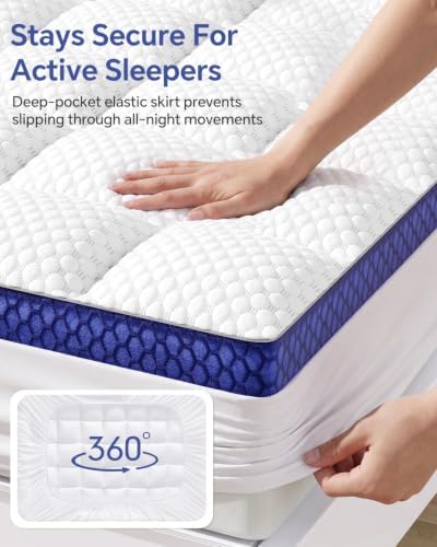 BEDELITE King Mattress Topper, Pillow Top Mattress Pad Bed Cover 2 Inch - Image 6