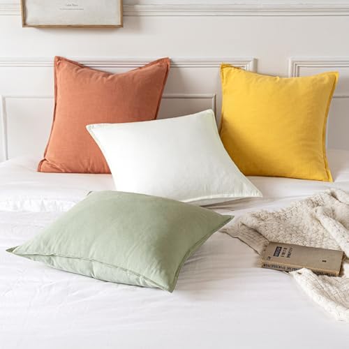 MIULEE Decorative Linen Pillow Covers 20x20 Inch Coral - Image 5