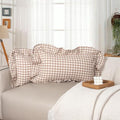 JoraLion Ruffled Throw Pillow Cover 12x20 Gingham Khaki by JoraLion