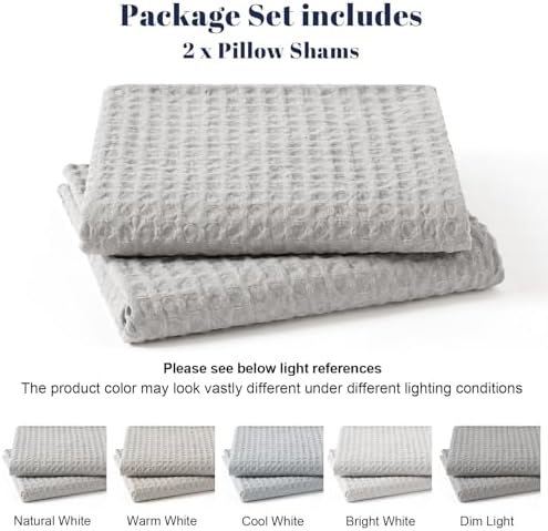 PHF Ultra Soft Waffle Weave Euro Shams 26" x 26", Light Grey, No Insert - Image 5