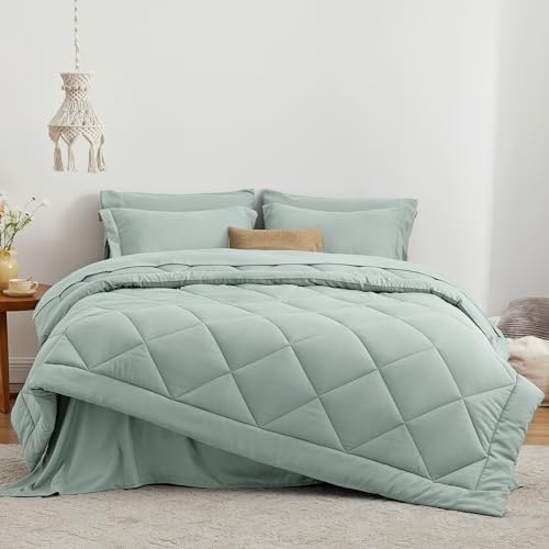 Love's cabin Full Comforter Set Aqua, 7 Pieces Full Bed in a Bag, All Season - Image 2