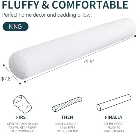 SyMax 7.8"x76" Body Pillow for King Bed, Long Round Body Pillow for Adults - Image 2