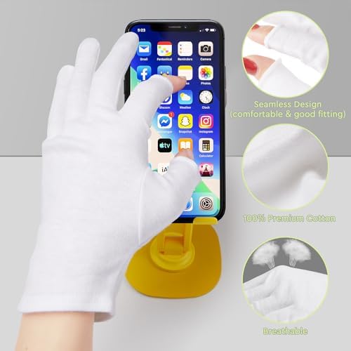 4 Pairs Cotton Moisturizing Gloves Touchscreen - Image 2