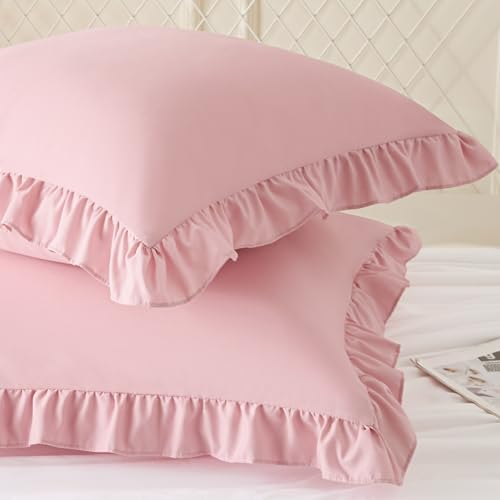 KKJIAF 2 Pack Ruffle Pillow Cases 18x18 Inches, Light Pink - Image 2