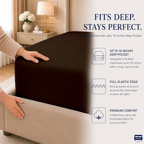 Cottingon 4 Piece King Sheets Fits 16" Deep, Egyptian Cotton - Image 7