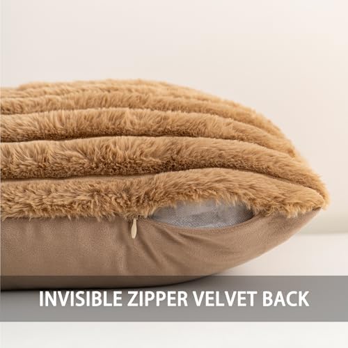 Aegero Pack of 2 Faux Fur Christmas Throw Pillow Covers 18x18 Inch - Image 3