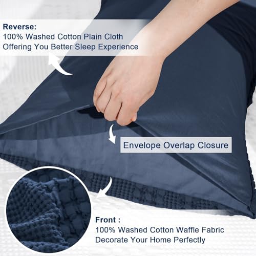PHF Cotton Waffle Pillow Shams King Size 20"x36", No Insert - Image 4