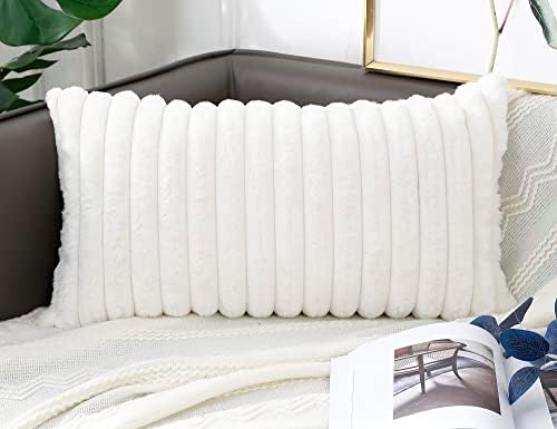 PANOD Faux Fur Decorative Lumbar Throw Pillow Covers 14 x 26, Long Boho Lumbar - Image 2