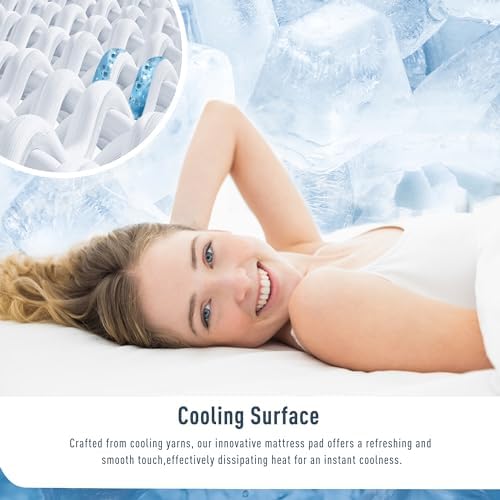 King Mattress Pad Cooling & Breathable -Fitted Deep Pocket 18-22 Inches - Image 2