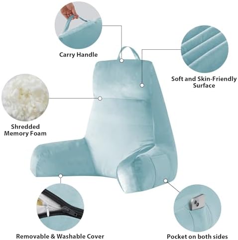 IPYNBAP Back Pillow for Bed Sitting up, Reading Pillow, 24 Inch, Lake Blue - Image 3
