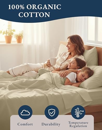 LANE LINEN California King Bed Sheets 100% Organic Cotton Cooling - Image 6