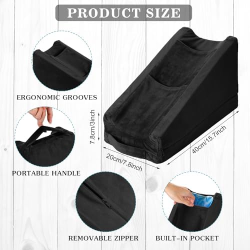 Buryeah Black Arm Elevation Pillow 2 Pocket, Plush Material - Image 2