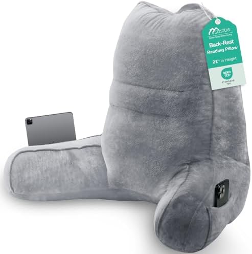 Sasttie Reading Pillow for Bed, Back Pillow for Sitting Up, Dark Grey by SASTTIE
