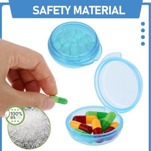 4 Pcs Mini Pill Organizer Small Pill Box Cute Portable Pill Case, 4 Blue - Image 5