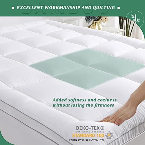 GRT Full Pillowtop Mattress Topper, Rayon from Bamboo Mattress Cover Padded - Image 4