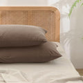 BESTOUCH Washed Cotton Pillowcases Linen Feel Pine Bark Brown King by BESTOUCH