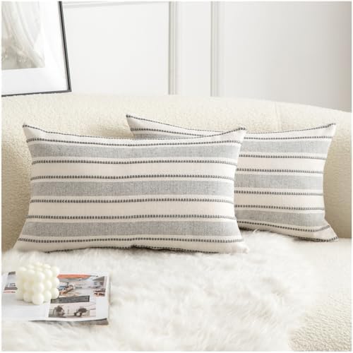 Cethom Decorative Boho Lumbar Throw Pillow Covers, Farmhouse Textured Pillow by Cethom