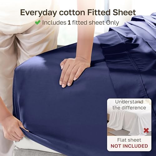 Soft Natural 100% Cotton Sateen King Size Fitted Sheet - Image 2