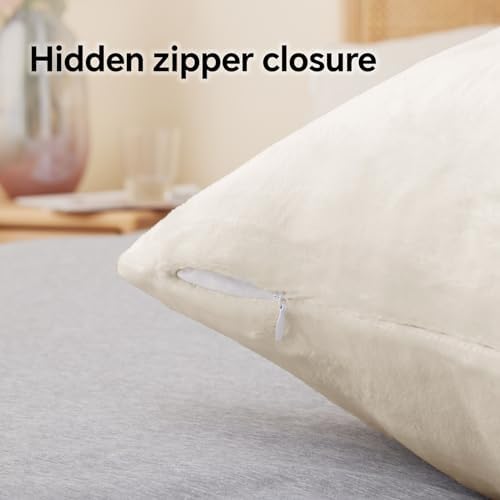 BEDELITE Flannel Pillow Cases Queen Size Set of 2, Off White, 20x30 Inches - Image 6