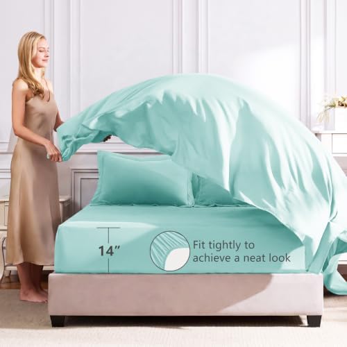 CozyLux King Comforter Set 102"x90" Spa Blue - Image 5