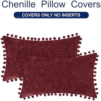 CaliTime Decorative Couch Throw Pillow Covers 20 X 12 Inches Burgundy - Image 6