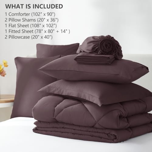 CozyLux King Comforter Set 102"x90" Cocoa Powder - Image 6