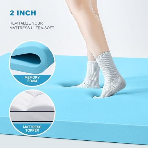 MASVIS Full Size Dual Layer 4 Inch Memory Foam Mattress Topper, 2 Inch Gel - Image 4