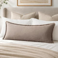 MIULEE 14x36 Long Linen Fringe Lumbar Pillow Covers Set of 1 Dune by MIULEE