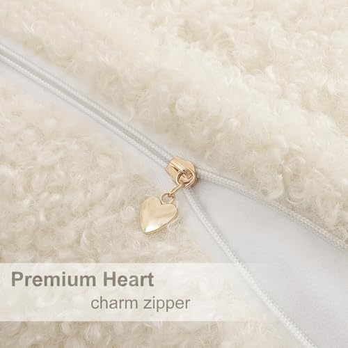 decorUhome Sherpa Throw Pillow Covers 20x20 Set of 2 Neutral Cream - Image 6