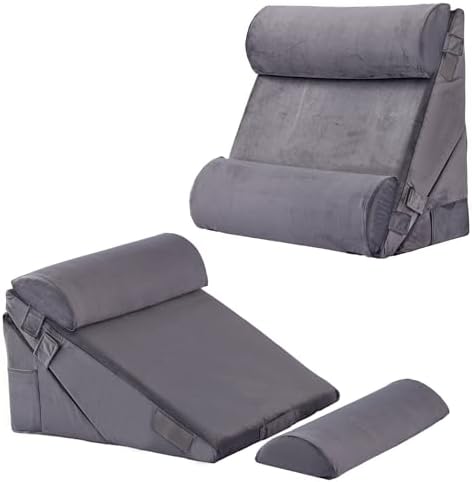 Bedluxe Adjustable 4pcs Bed Wedge Pillow Set, Memory Foam Wedge Pillows Post by Bedluxe