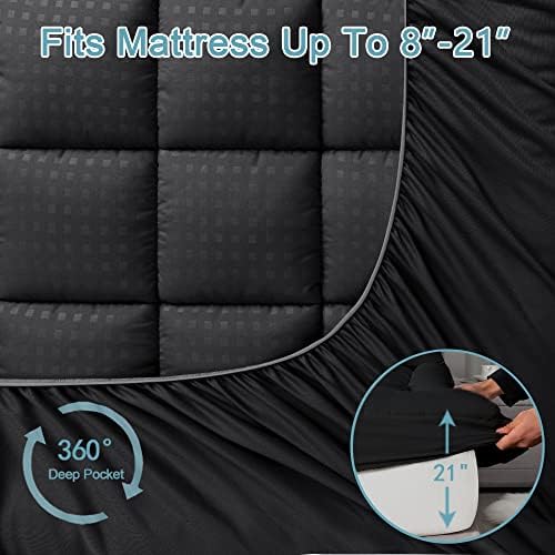 HYLEORY Full Mattress Pad Quilted Fitted Mattress Protector Cooling Pillow Top - Image 5