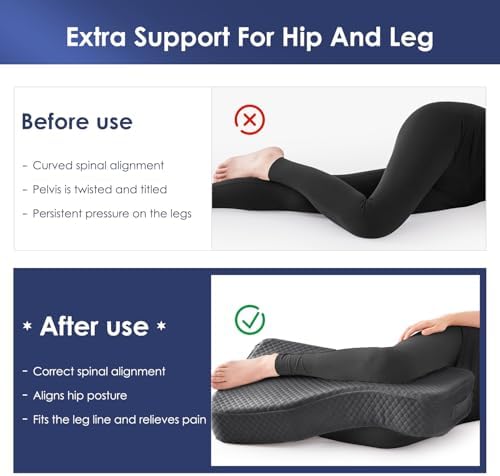Leg Pillow for Side Sleepers, Memory Foam Knee Pillow for Side Sleeping - Image 2