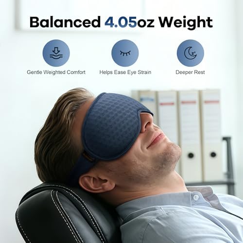 Weighted Blackout Sleep Mask for Men: 3D Contoured Zero Eye Pressure Sleep Mask - Image 2