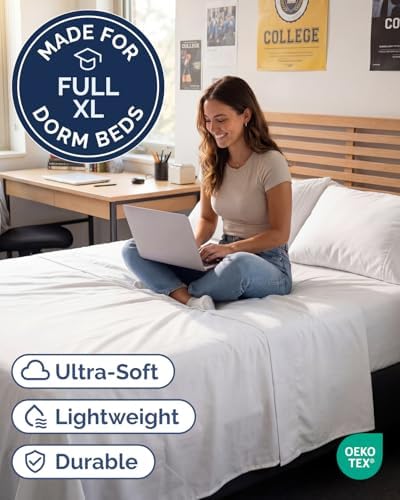 Full XL Sheets - 4 Piece Full XL Sheet Set - Breathable & Cooling - White - Image 2